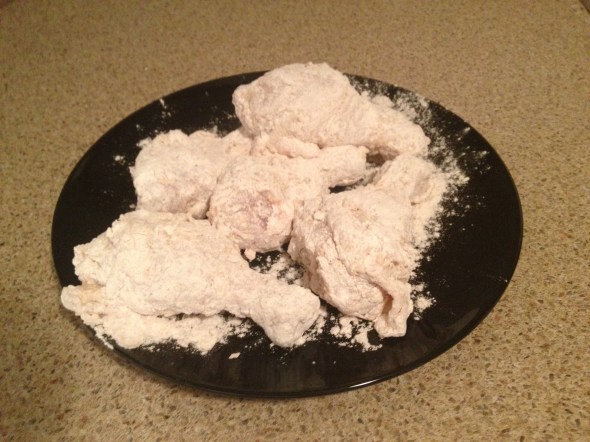 Be sure to thoroughly coat each piece of chicken in the mixture.
